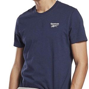 🆕Reebok Men's Standard Training E. Graphic T-Shirt,Vector Navy/Small White Logo